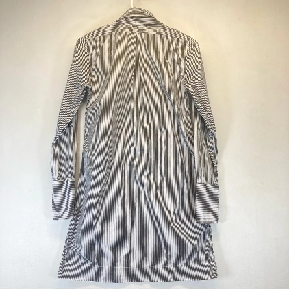Nili Lotan Shirt Dress Blue White Striped Button Down Front XS long Sleeve - Picture 15 of 16